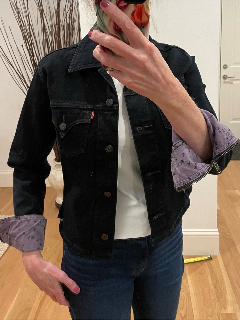 Levi's Dark Navy Denim Jacket with Purple Lining